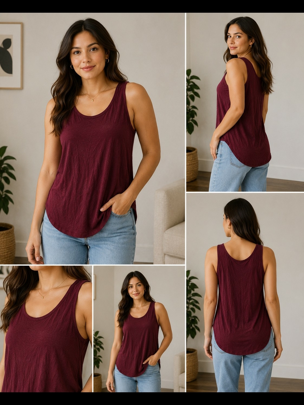 Old Navy Women's Scoop Neck Tank Top - Burgundy